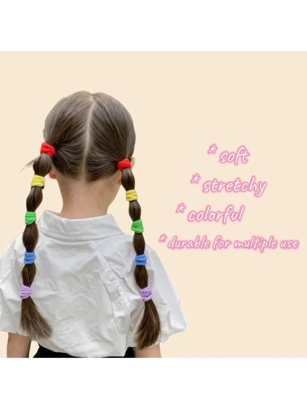200 Pcs Solid Color Cotton Hair Ties for Women & Girls - Seamless Ponytail
